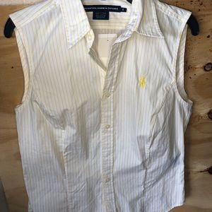 Rhalp Lauren  sleeve less yellow stripes woman blouse